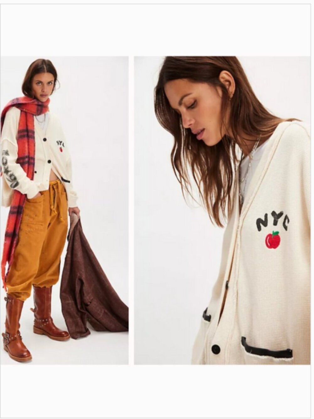 Free People Cream Ragabond NYC Thermal Cardi, NWT, XS